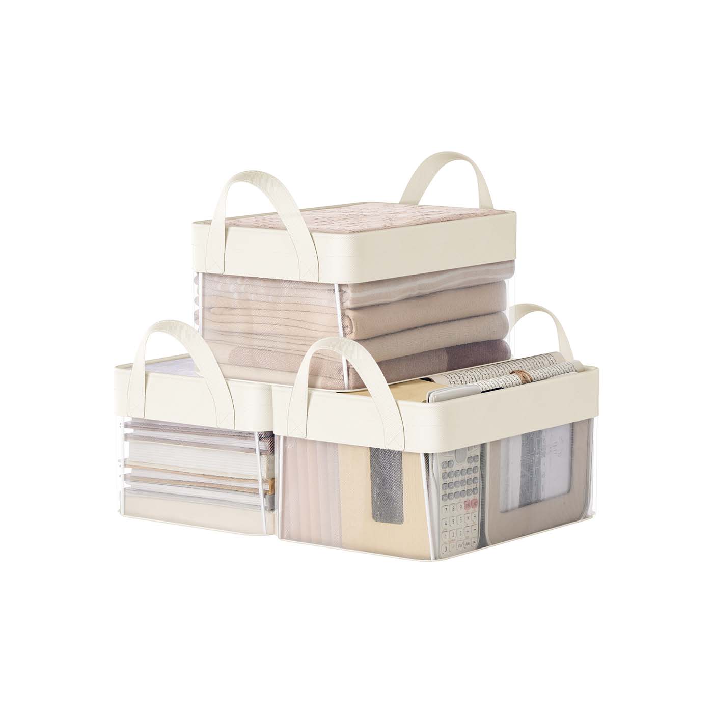Boîtes de rangement lot de 3 en tissu pliable
