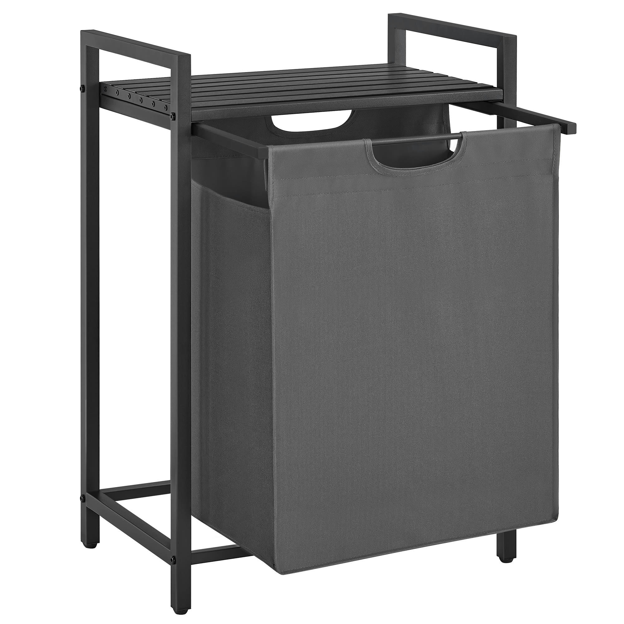 65L - Panier à linge moderne en plastique noir et gris