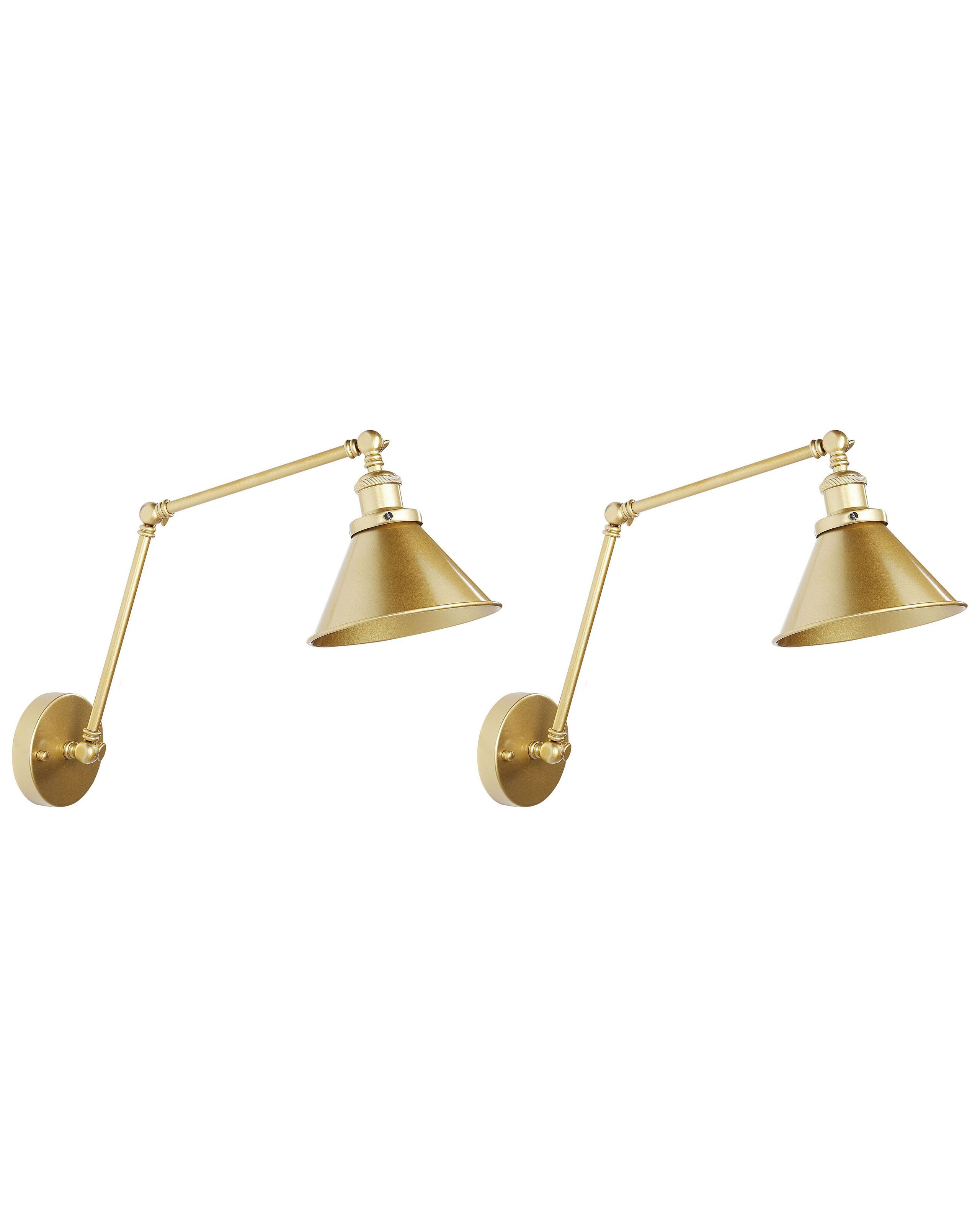 Zestaw 2 lamp ściennych regulowany złoty