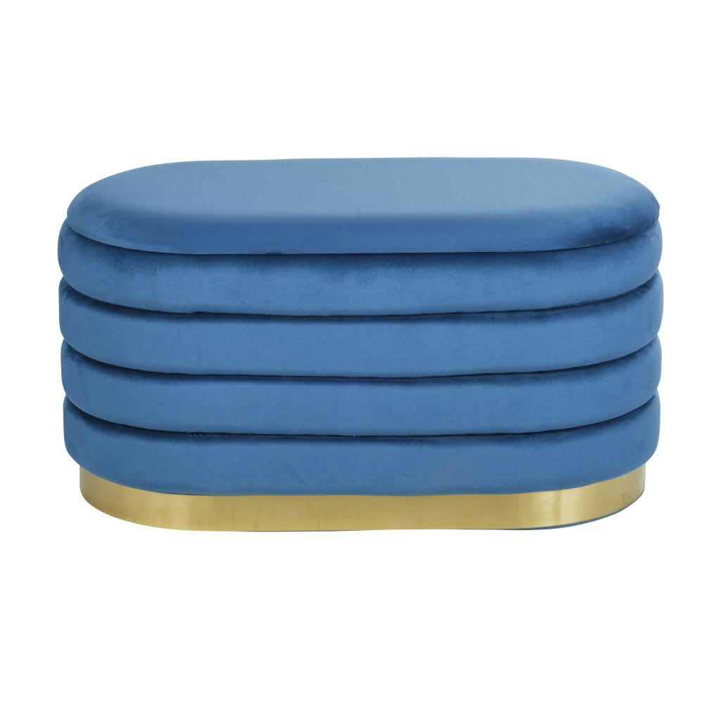 - Pouf coffre en velours bleu