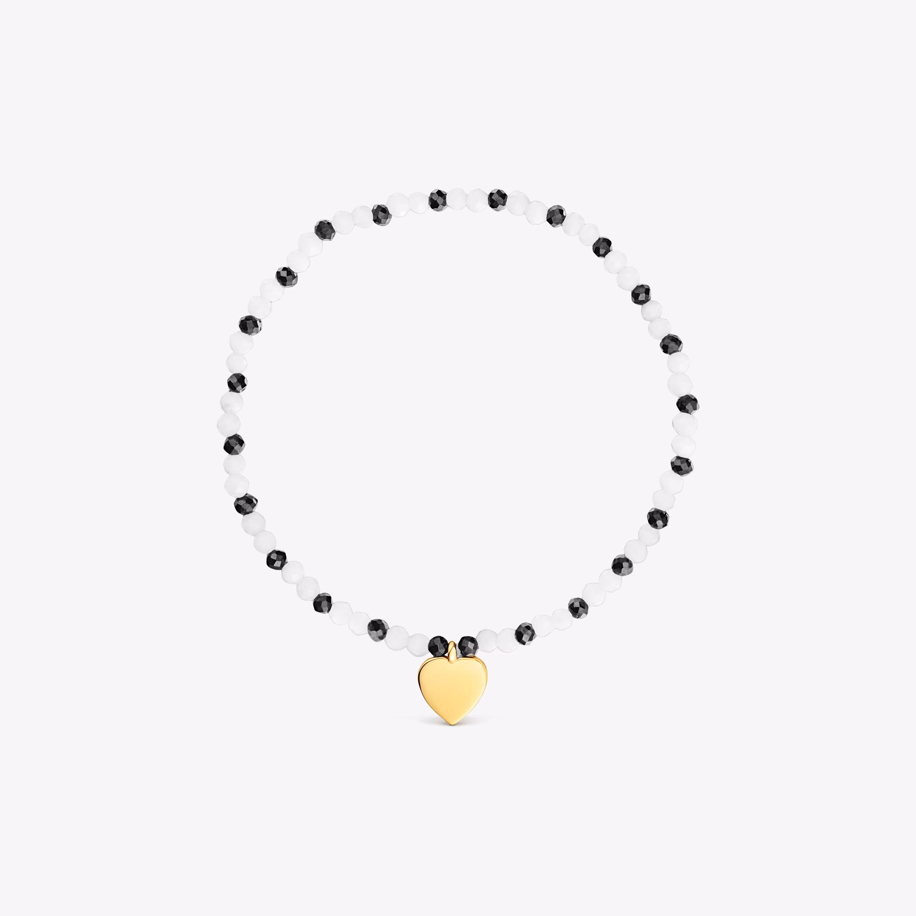 Pulsera elástica con calcedónia, espinelas y corazón con baño de oro 18 kt sobre plata TOUS Motivos