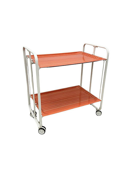 Desserte pliante BAUHAUS avec roulettes, Structure blanche, 2 niveaux, 4 positions