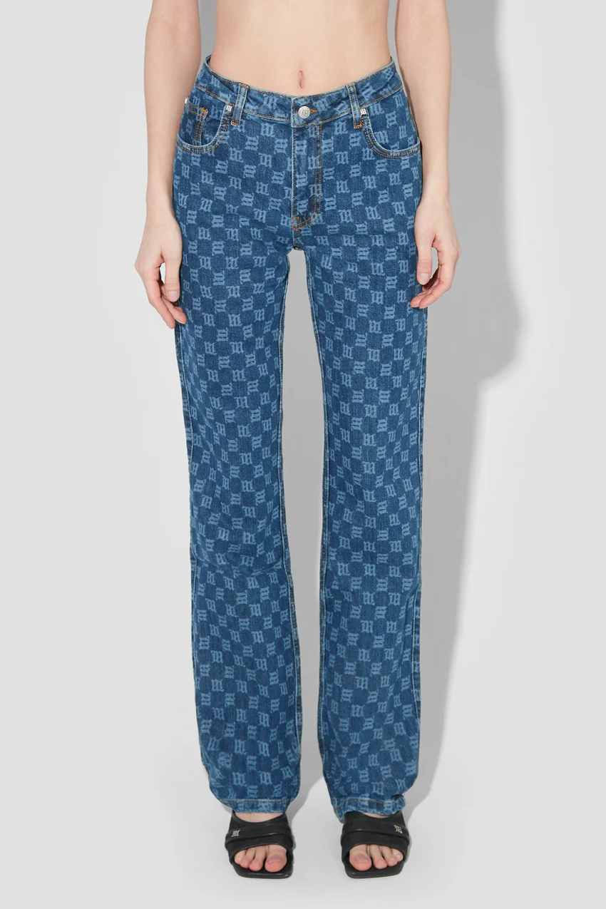 Signature Monogram Denim High Waisted Trousers