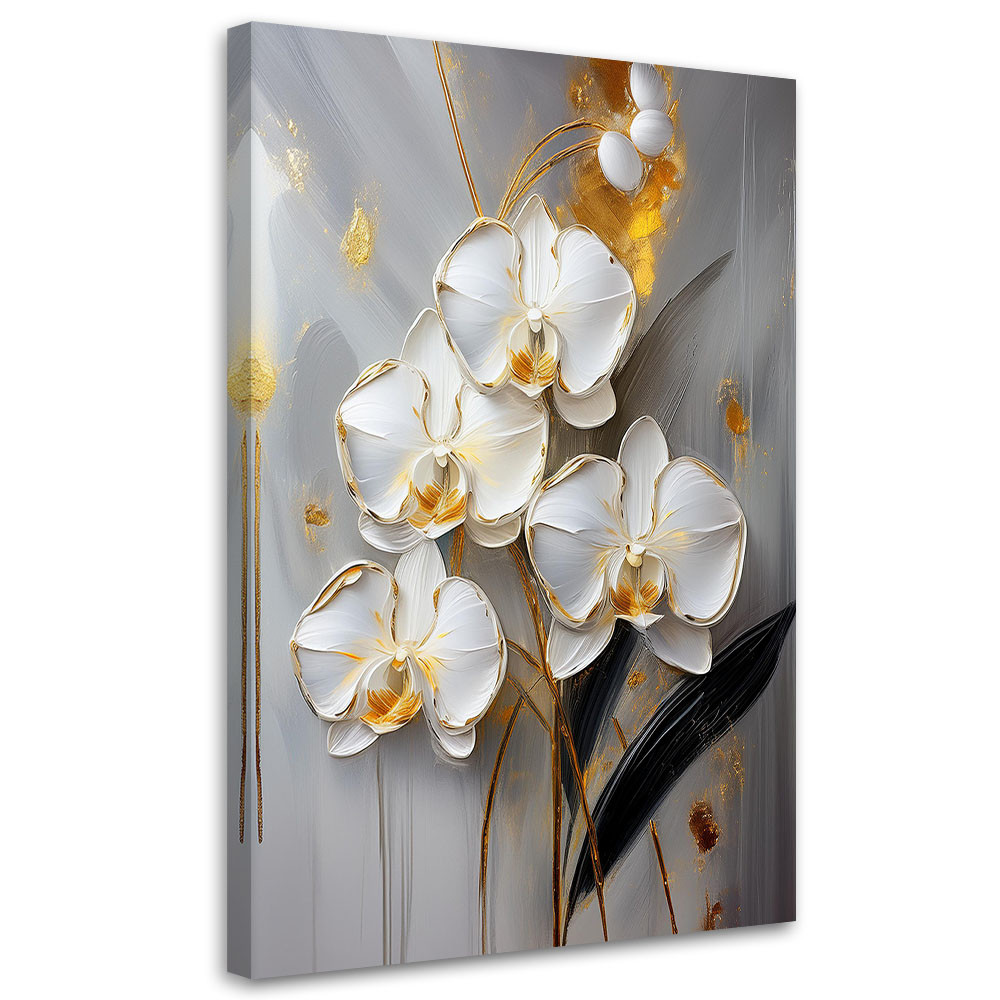 Feeby Obraz na płótnie, Storczyk Biały Kwiaty Glamour 40x60