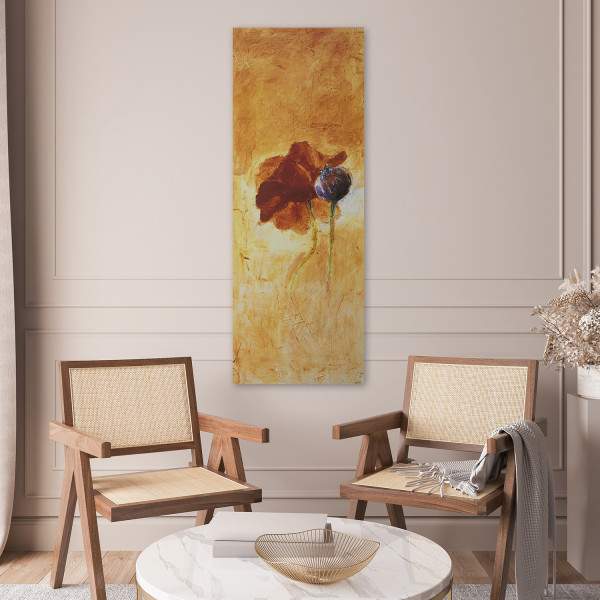 Feeby Obraz na płótnie, Kwiat maku malowany 30x90