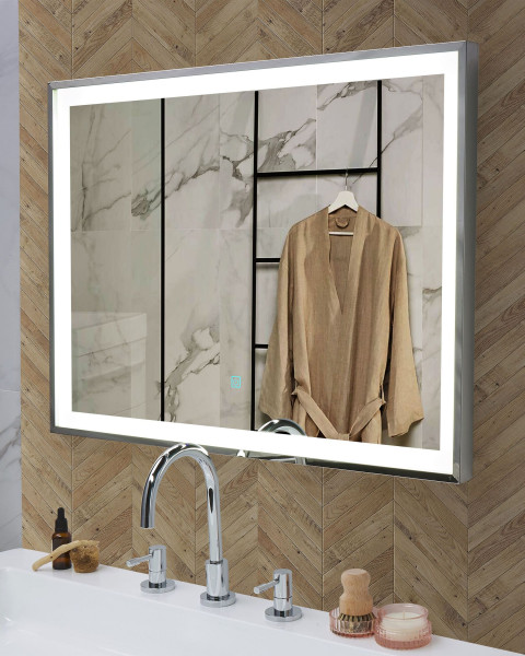 Lustro wiszące ścienne LED 60x80 srebrne