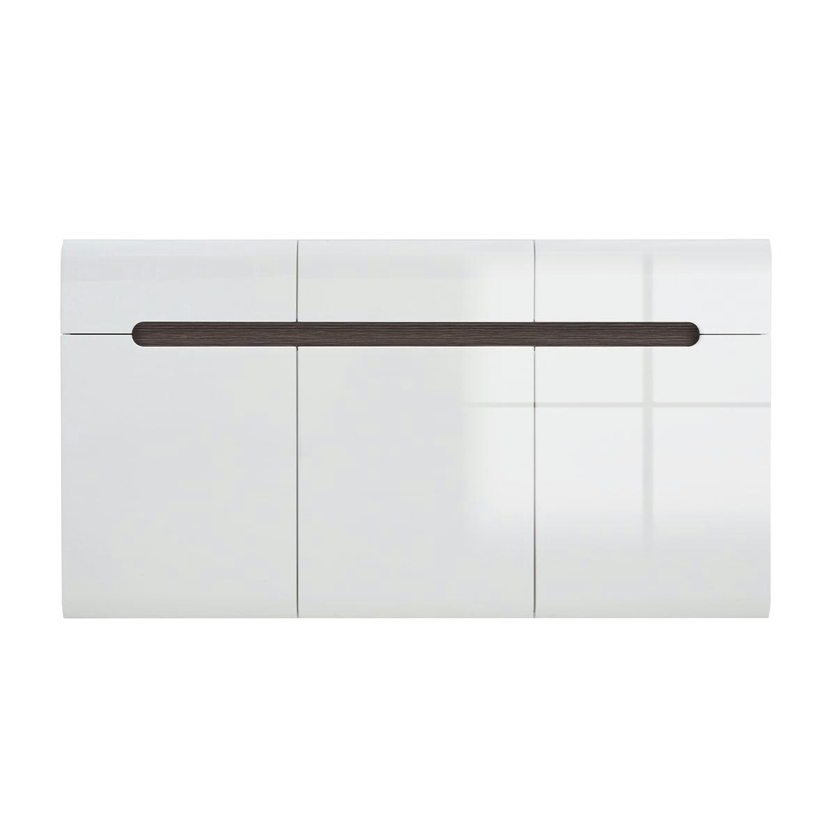 - Buffet 3 portes 3 tiroirs blanc laqué et naturel