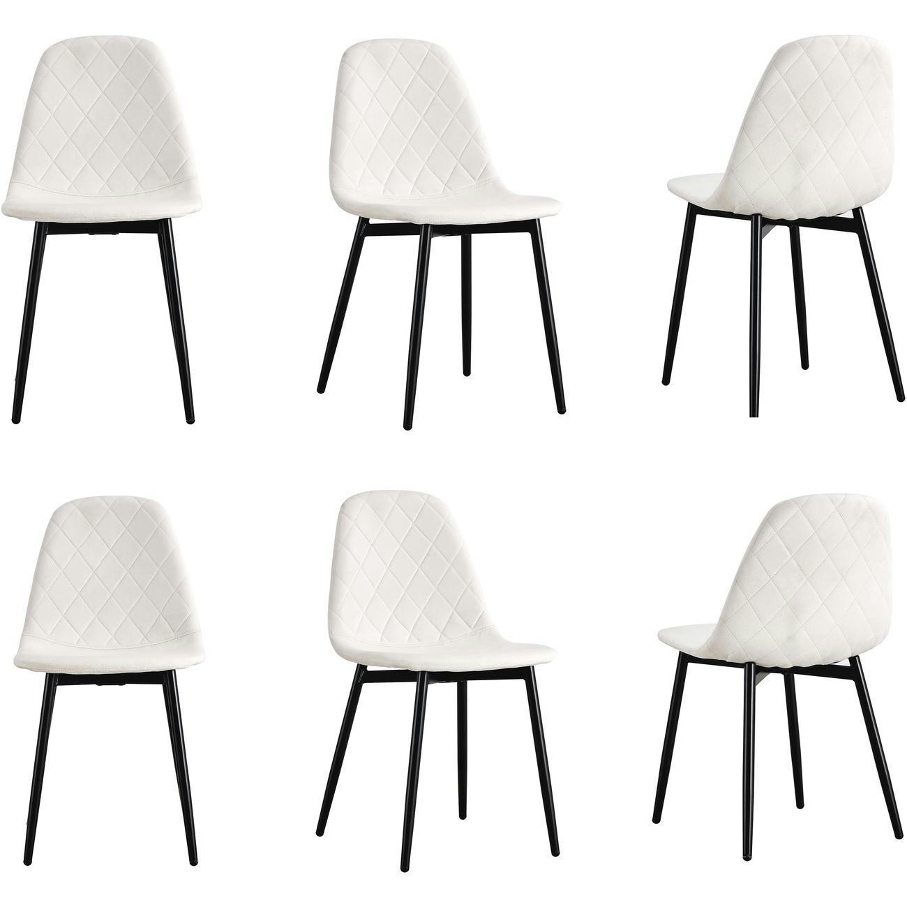 HONEY - Lot de 6 - Chaise assise velours beige pieds metal