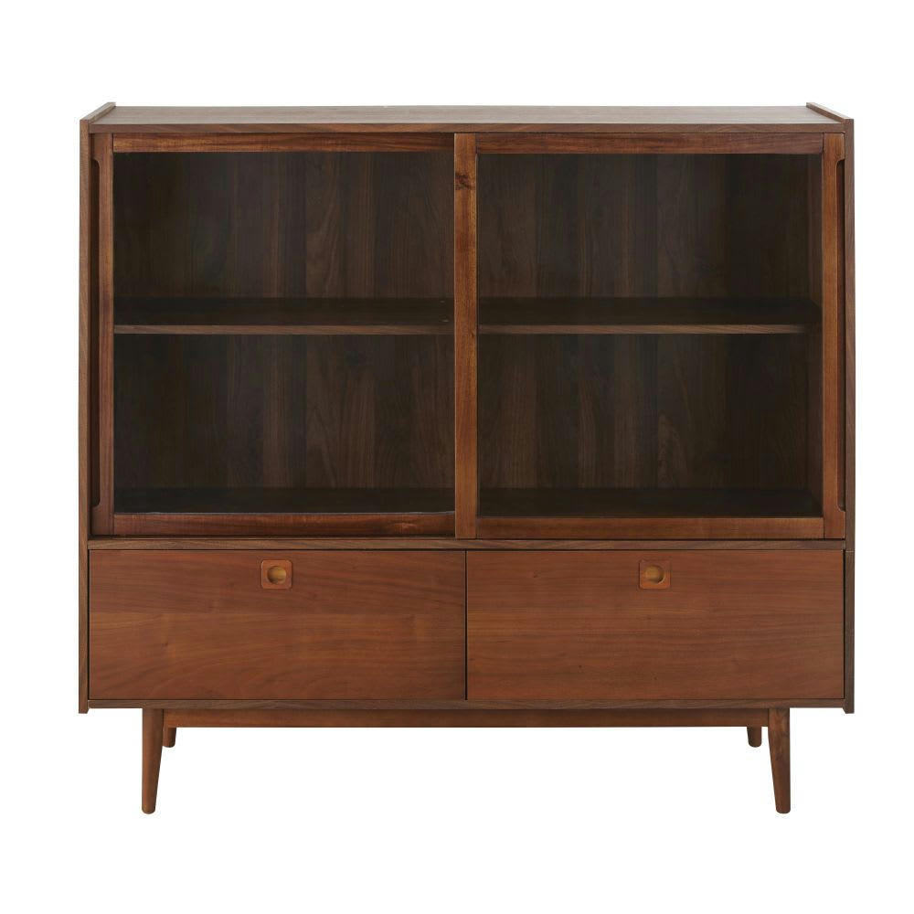 Griffith - Vitrine vintage 2 portes 2 tiroirs marron