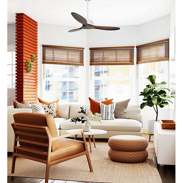 Modulo de KlassFan - Super destratificateur et ventilateur DC 132 cm Blanc pales bois sombre sans Lumière25 à 40 m²