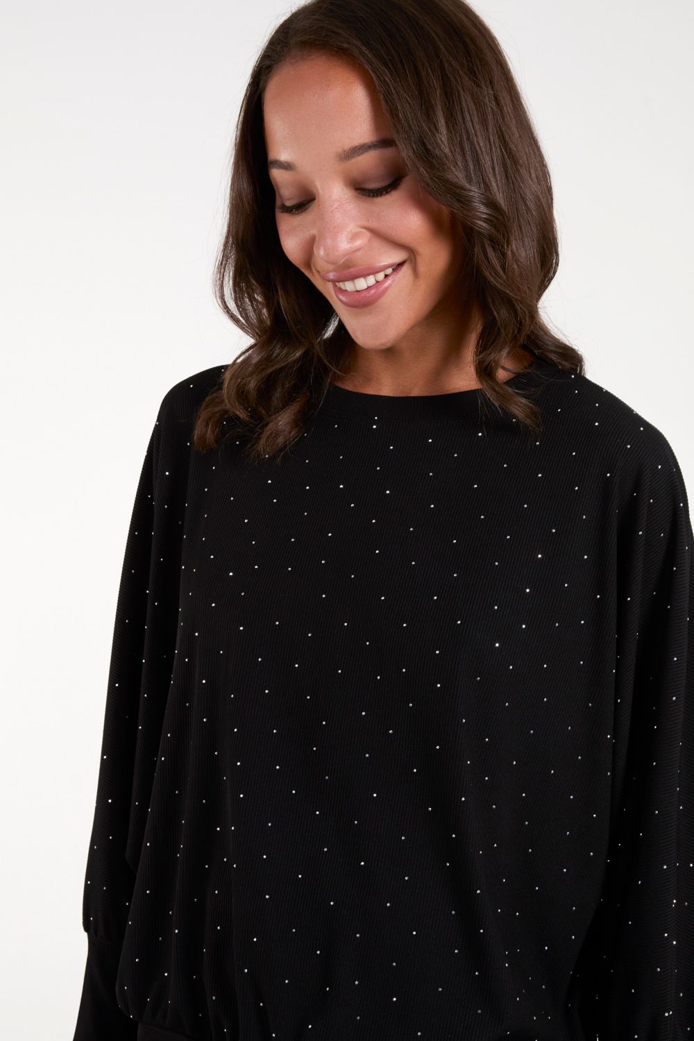 Blue Vanilla Batwing Top With Diamantes