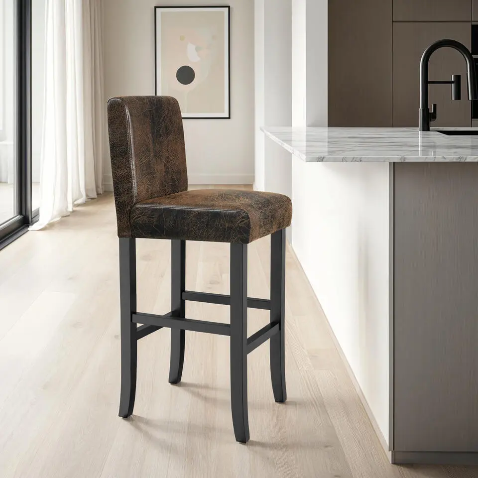 tectake Barkruk van kunstleer, Oud Bruin