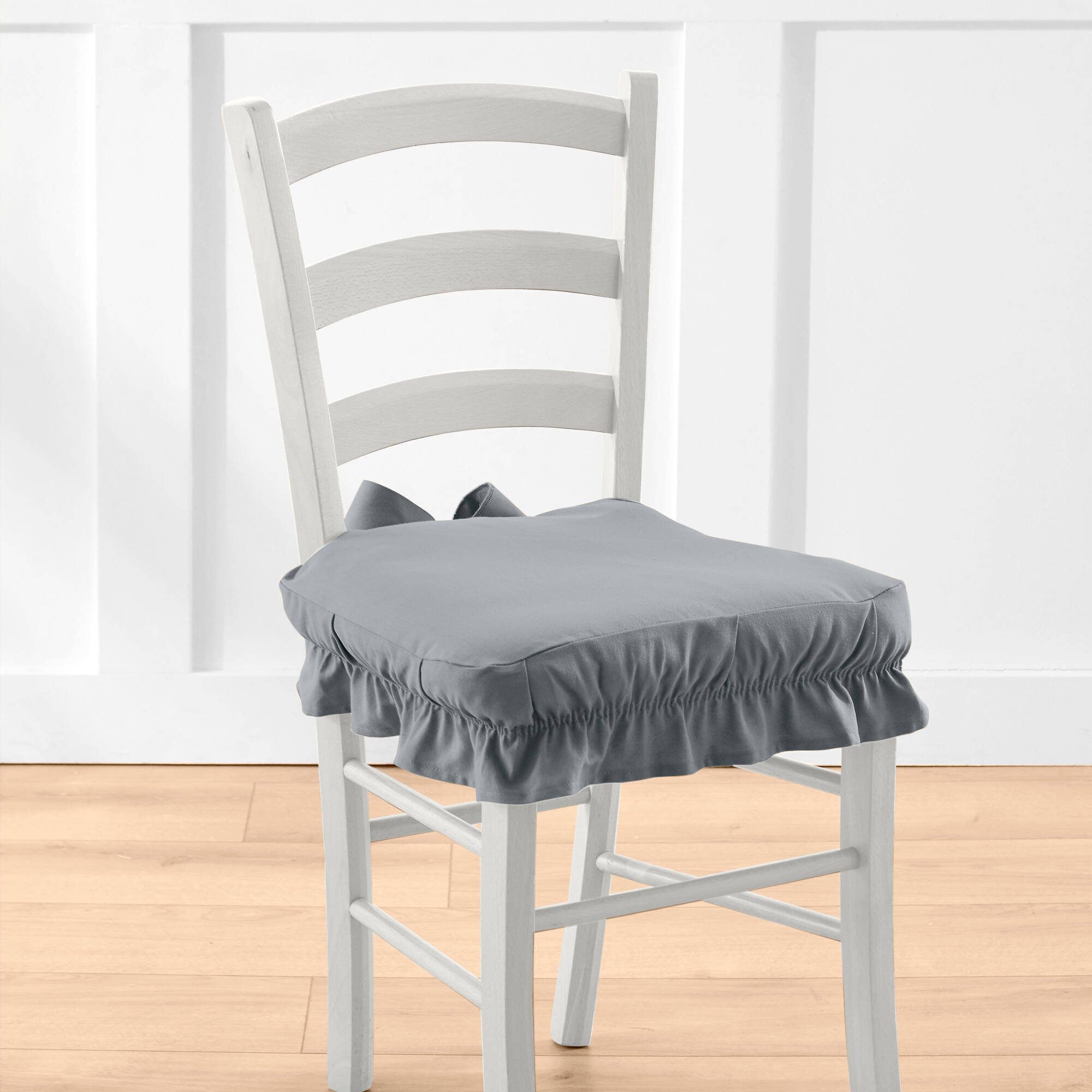 Housse chaise unie volantée coton bachette