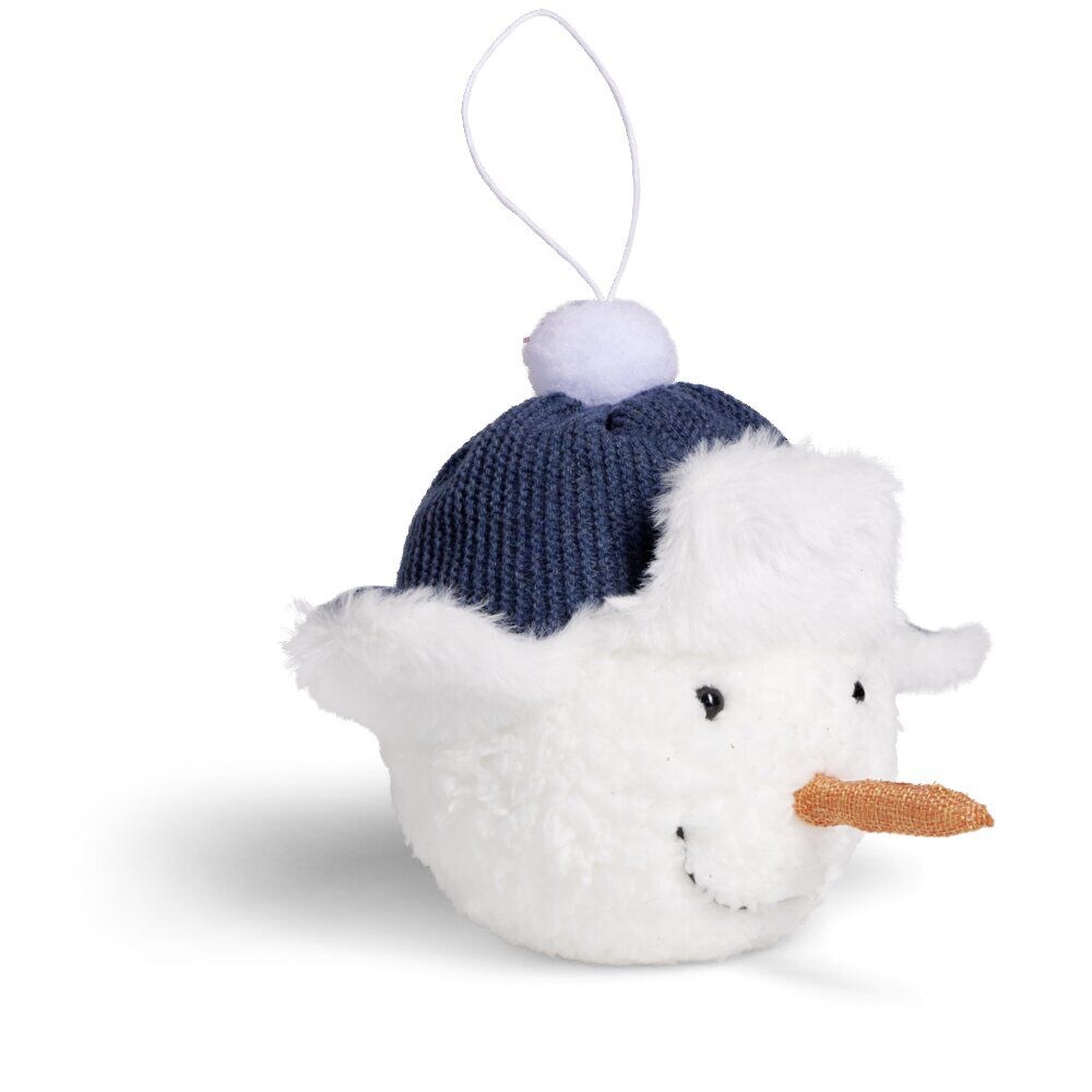 Boule de No&euml;l bonhomme de neige fourrure blanc Ø12cm