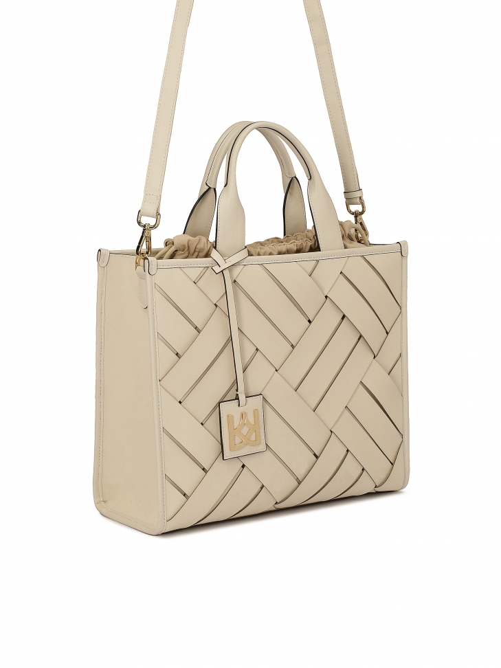 Braided leather tote bag