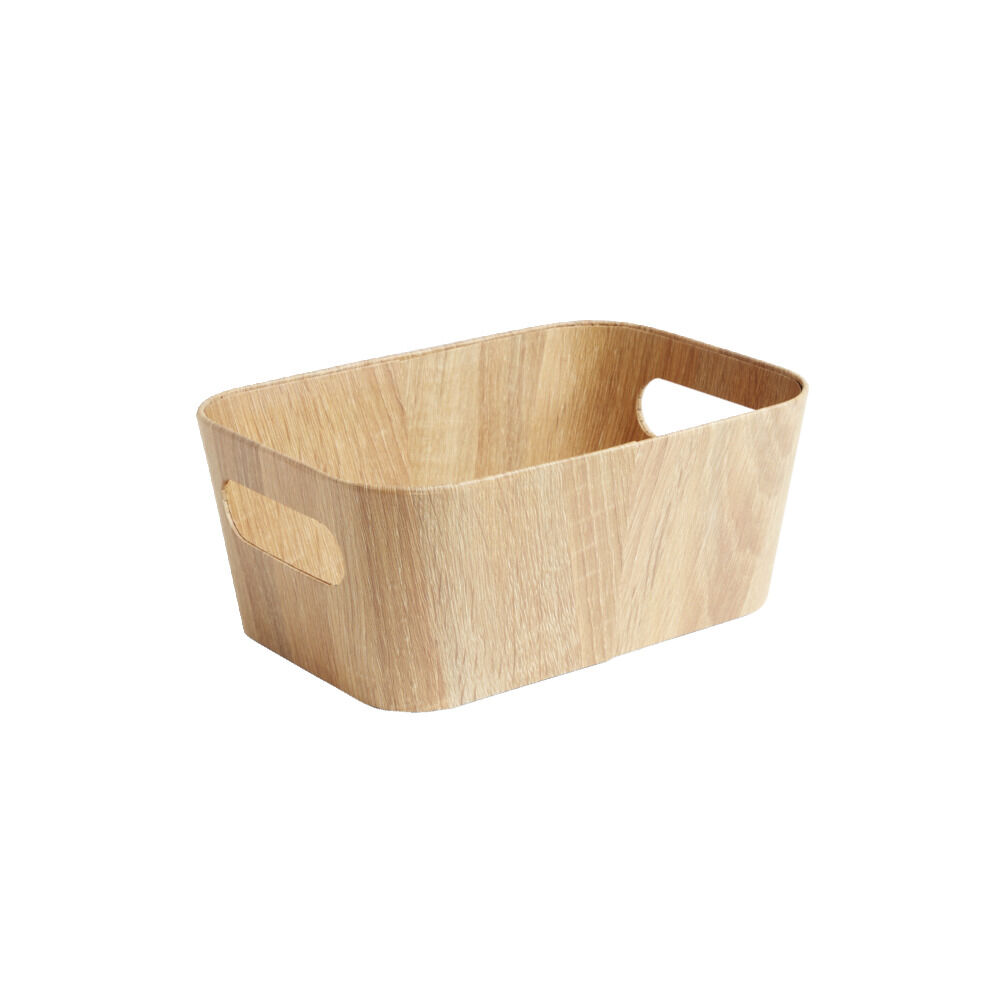 Panière carton et papier imitation bois 26x18xH11cm