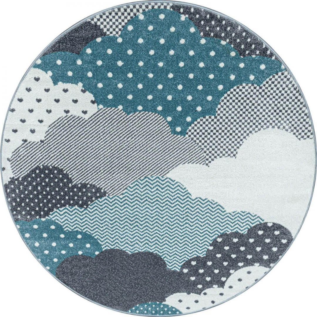 CLOUD - Tapis  enfant en polypropylène bleu Ø 120