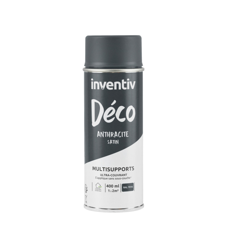 Peinture multisupports Déco anthracite satin 0,4 L INVENTIV