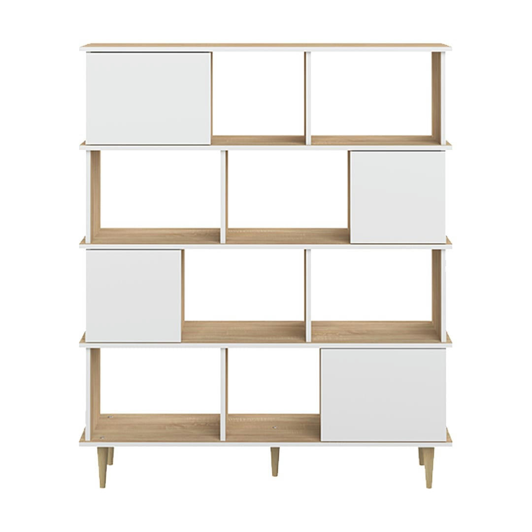 ICONIC - Bibliothèque effet bois chêne naturel et blanc