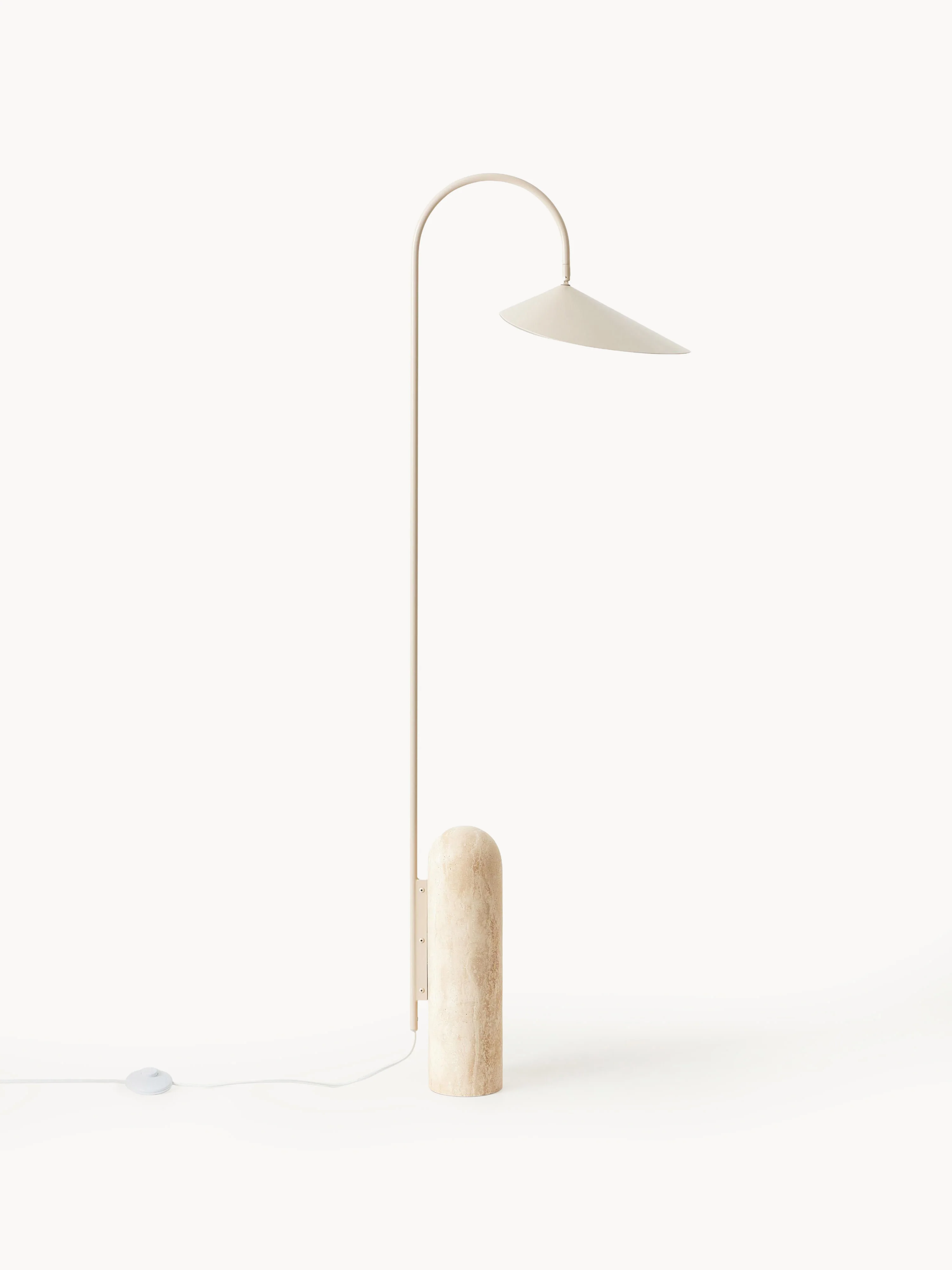 Stehlampe Arum mit Travertinfuß, verstellbar