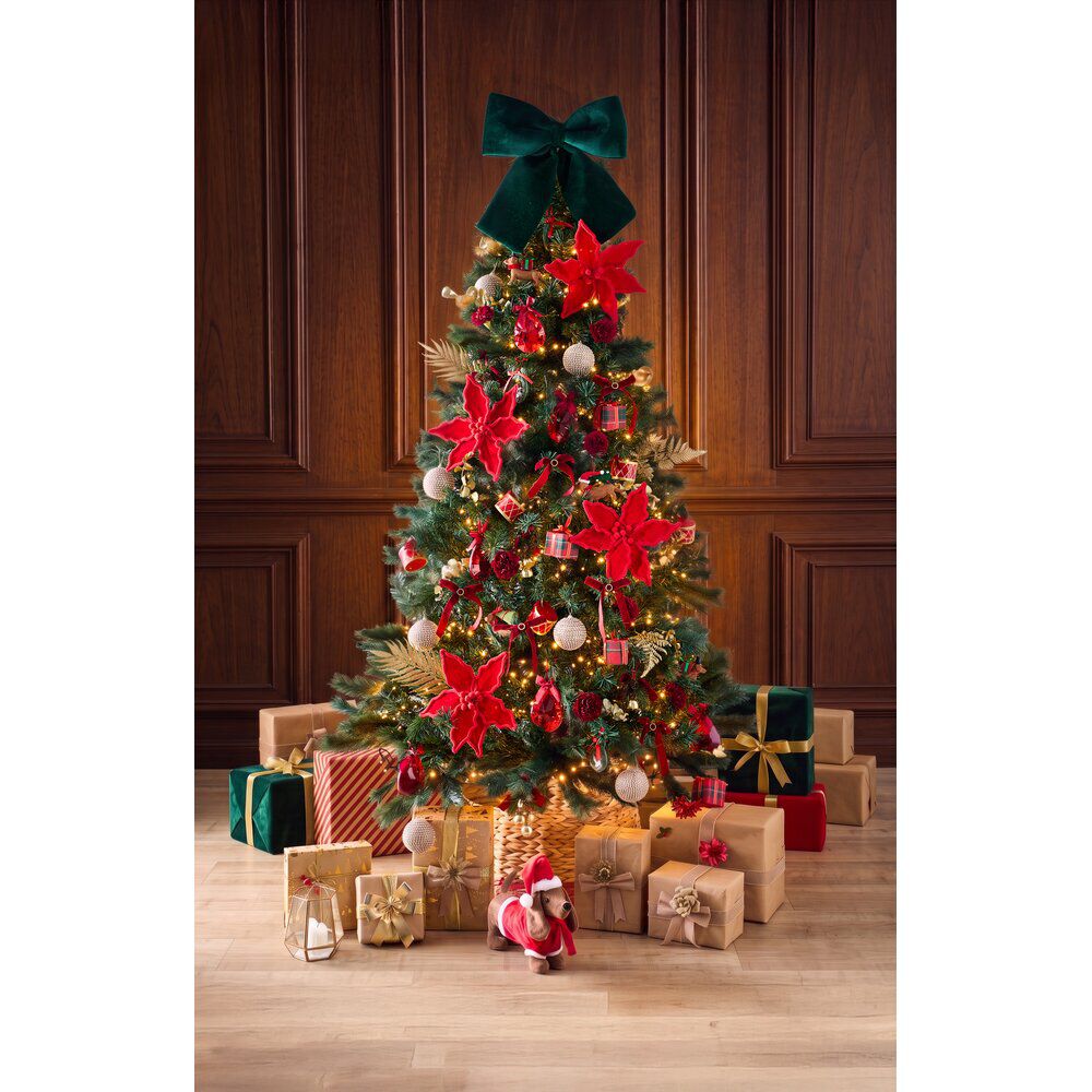 Noeud de No&euml;l velours bordeaux grand modèle 40x40cm