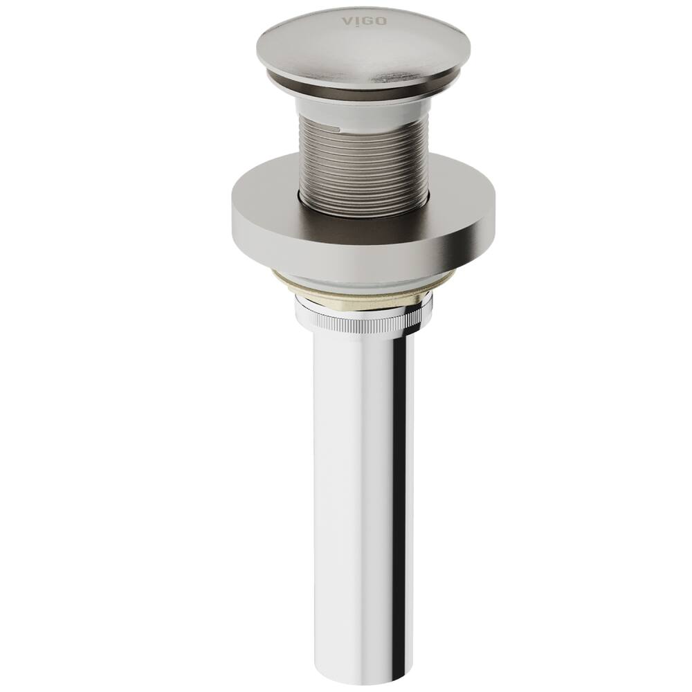 VIGO Solid Brass Vessel Bathroom Sink Pop-Up Drain, Fits 1-3/4-in Hole, Brushed Nickel