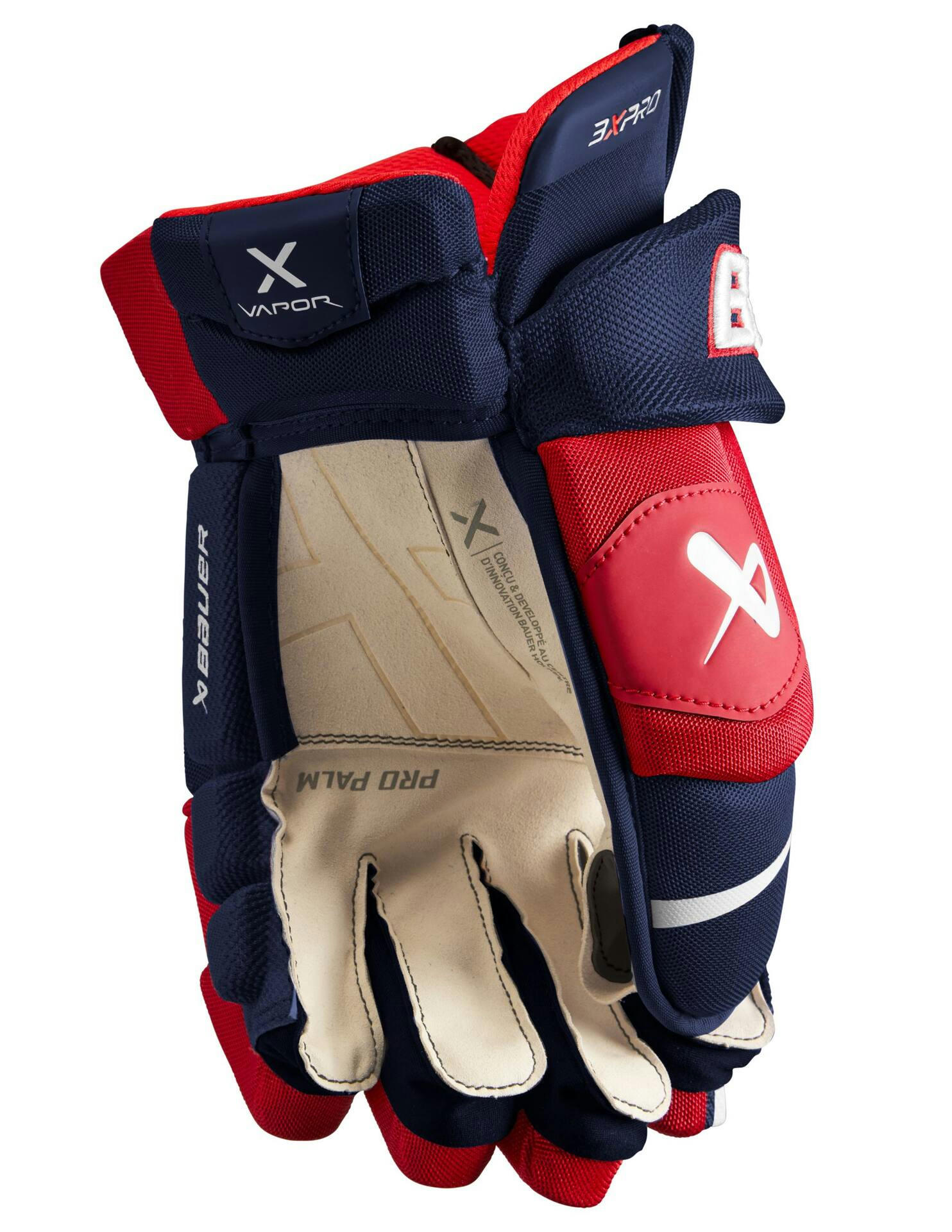 Bauer Vapor 3X Pro Hockey Gloves, Senior, Navy/Red/White