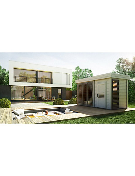 Cabine de sauna extérieur AZALEA 8 places 438x203,8 x H.259 cm-Gris-Gris-203.8 -9 --438 --203.8