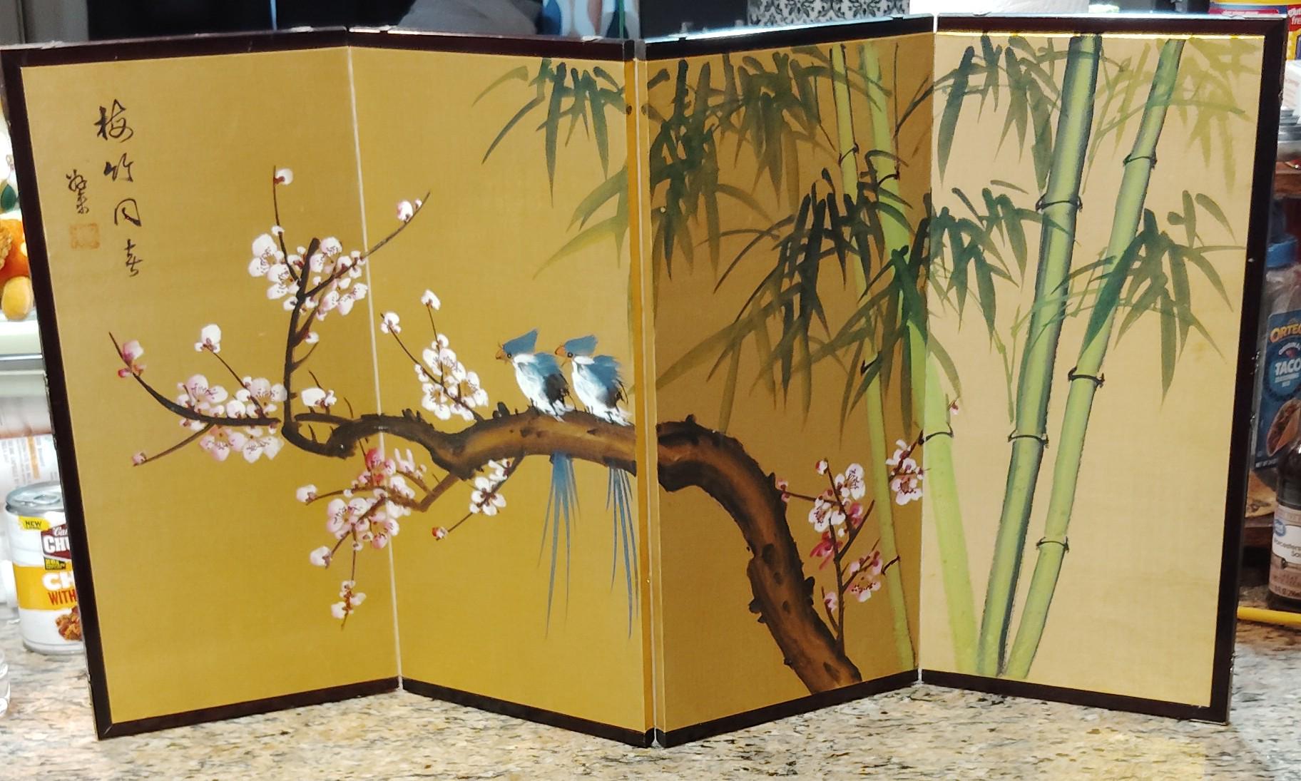 Vintage Silk Screen | Asian Art | Birds