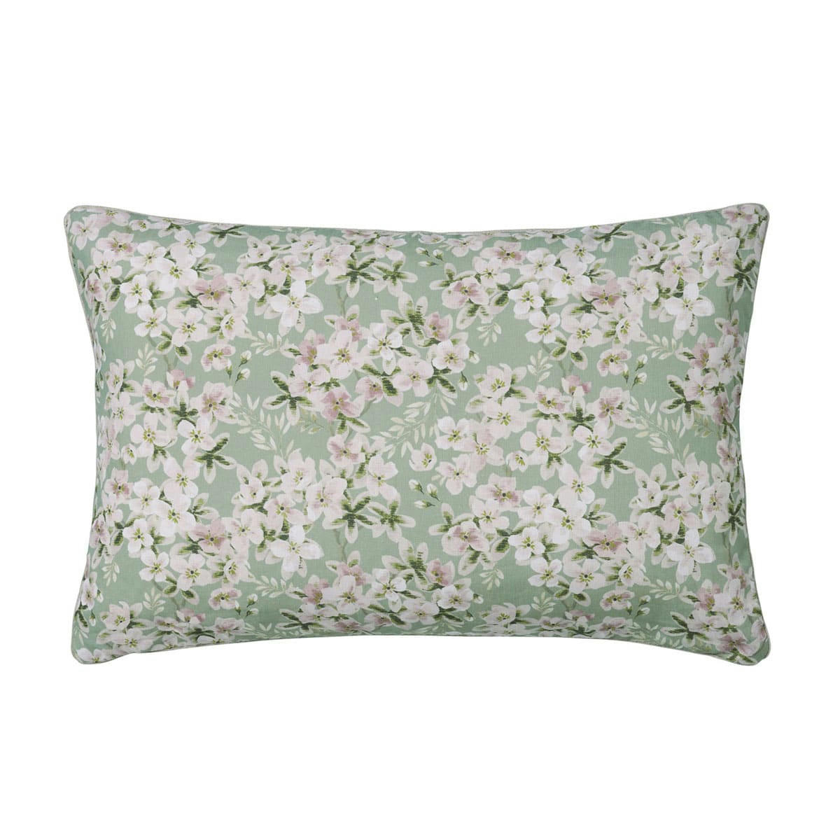 BLOOM - Housse de coussin en lin vert 40x60