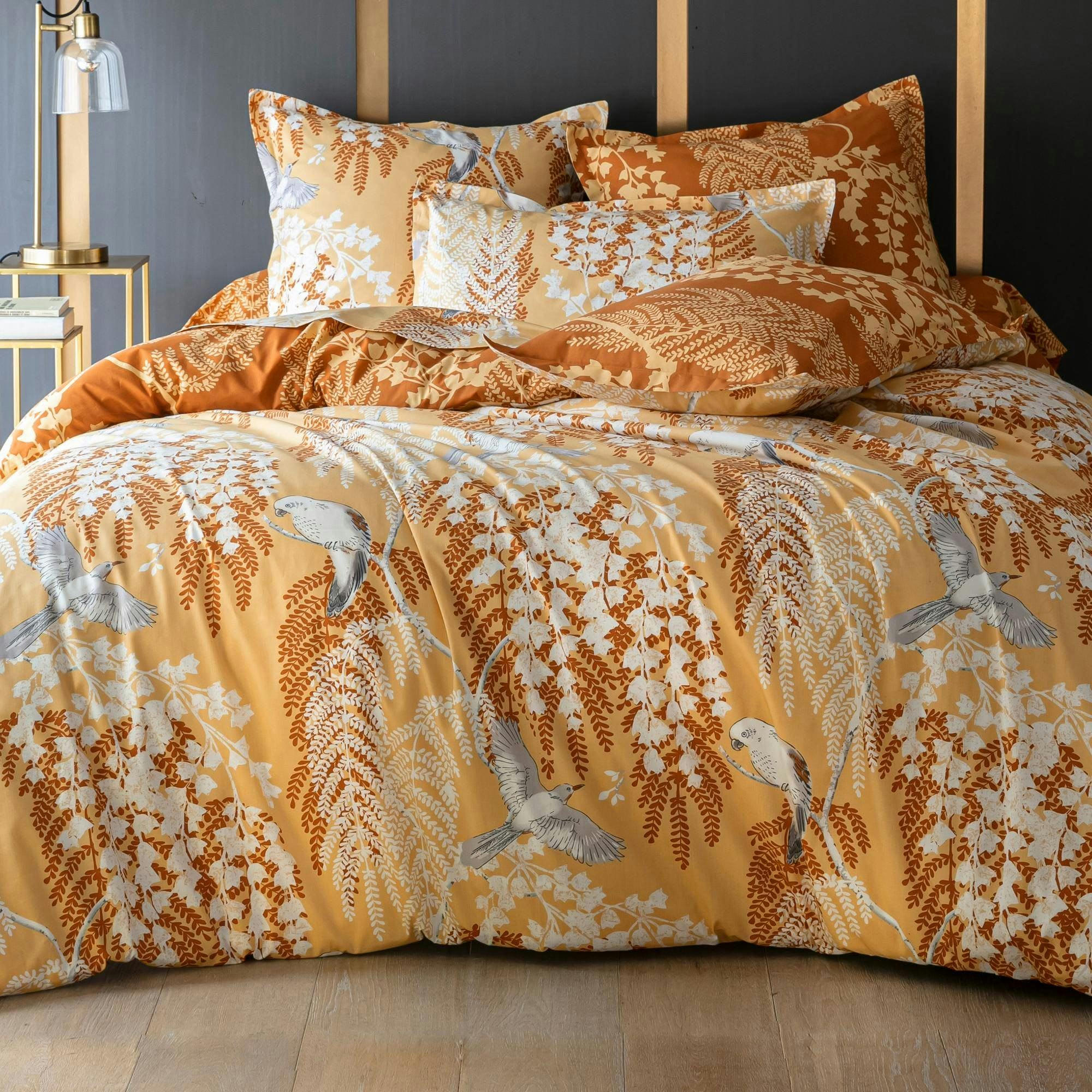 NATURE DOREE - Housse de couette 140x200 jaune en coton