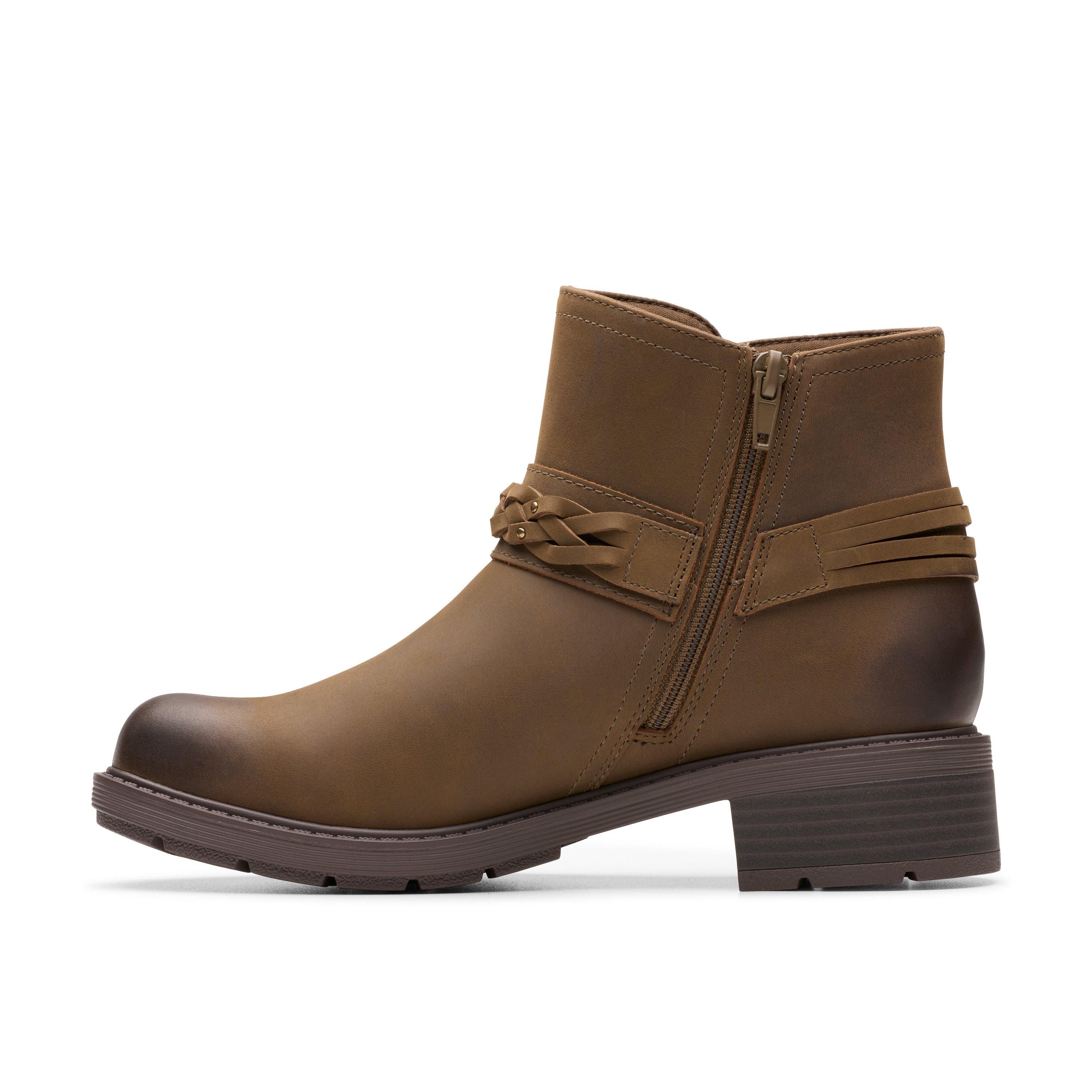 Clarks Hearth Kaylie Ankle Boot Mushroom Oily Ankle Boots
