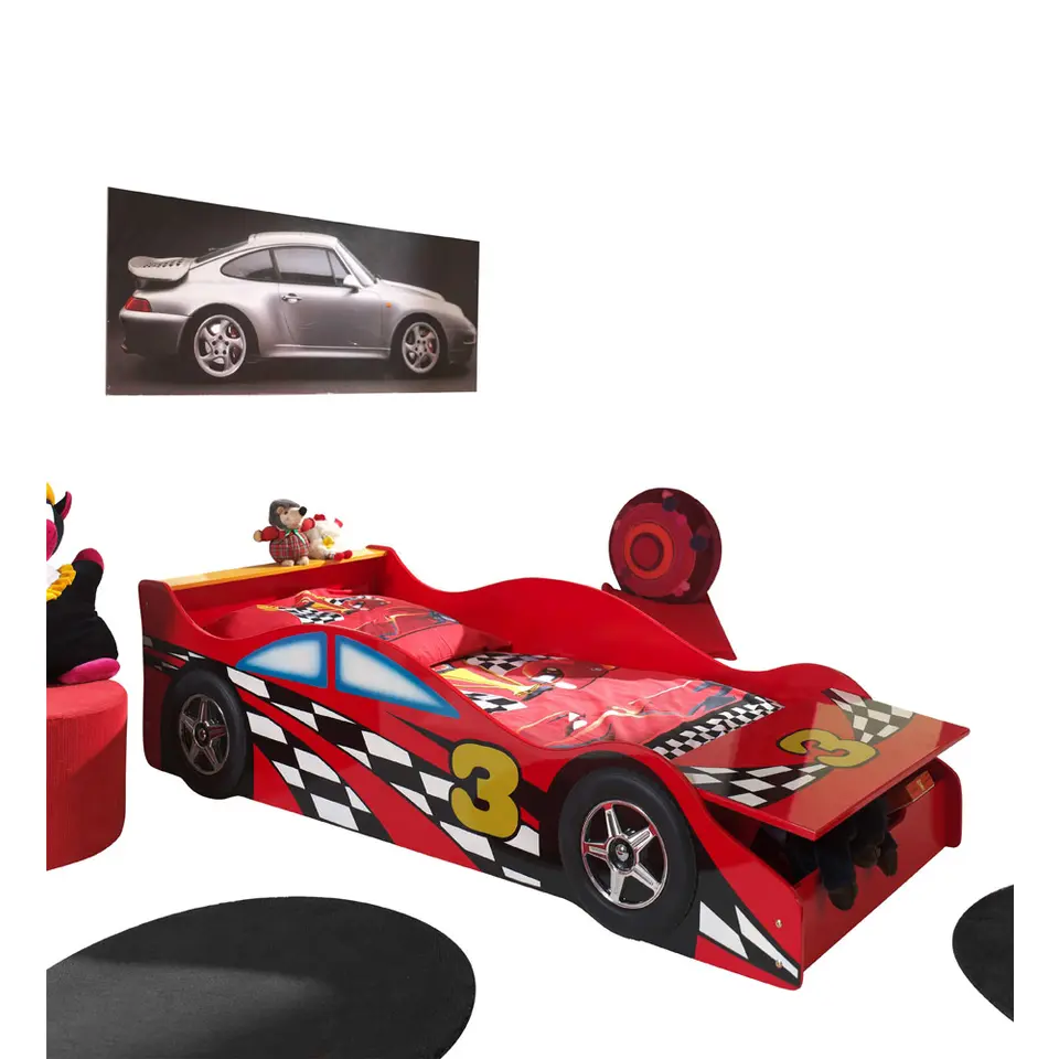 Vipack autobed Race - rood - 48x78x175 cm
