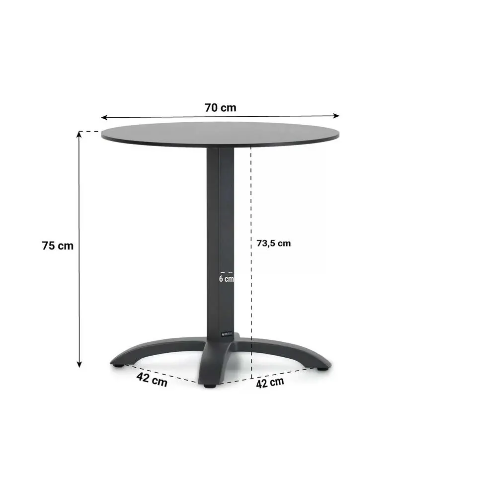 Dining Tuintafel rond 70 cm Grijs Talao