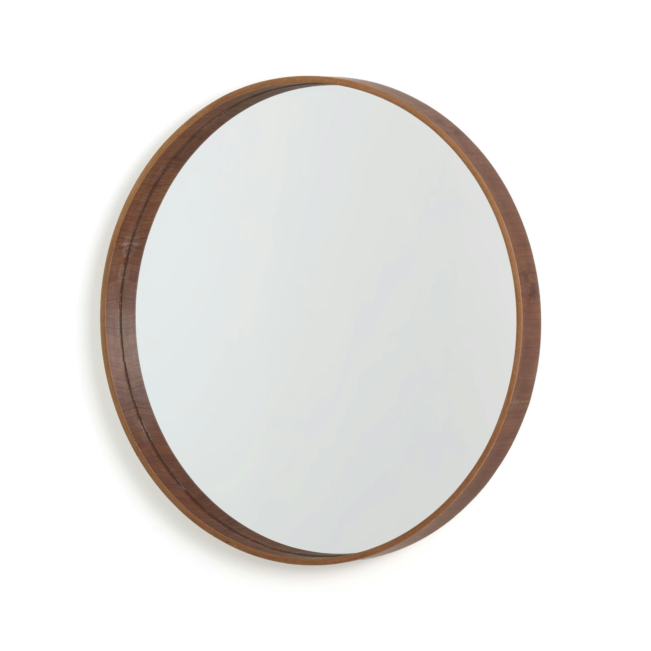 Miroir rond plaqué noyer Ø60 cm, Alaria