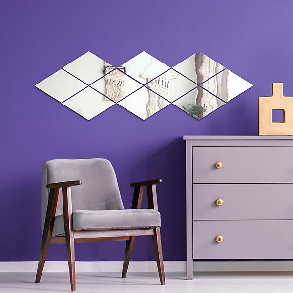 10 stickers miroirs losanges argentés - Autocollants stickers adhésifs effet miroir
