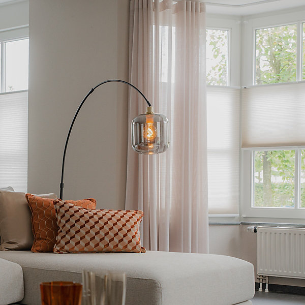 Lampe à arc noire avec verre doré et fumé - Zuzanna