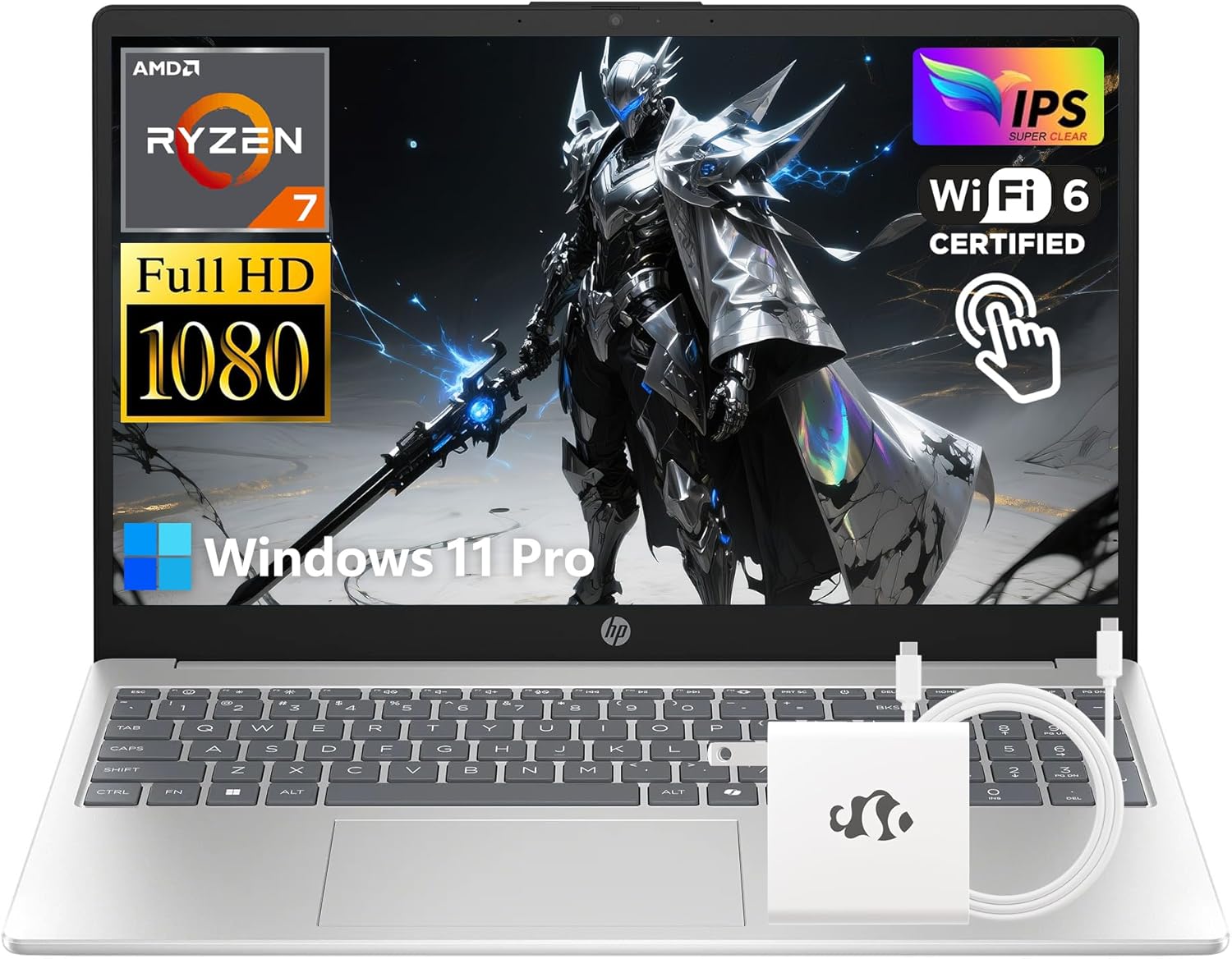 HP Touchscreen Laptop  680M AMD Ryzen 7 7730U(8-Cores  Beats i7-1355U) 32GB RAM 1TB SSD  15.6 FHD IPS Display Win11 Pro WiFi6 Numeric Keypad Webcam w/GM Accessory Computer for Business and Gaming