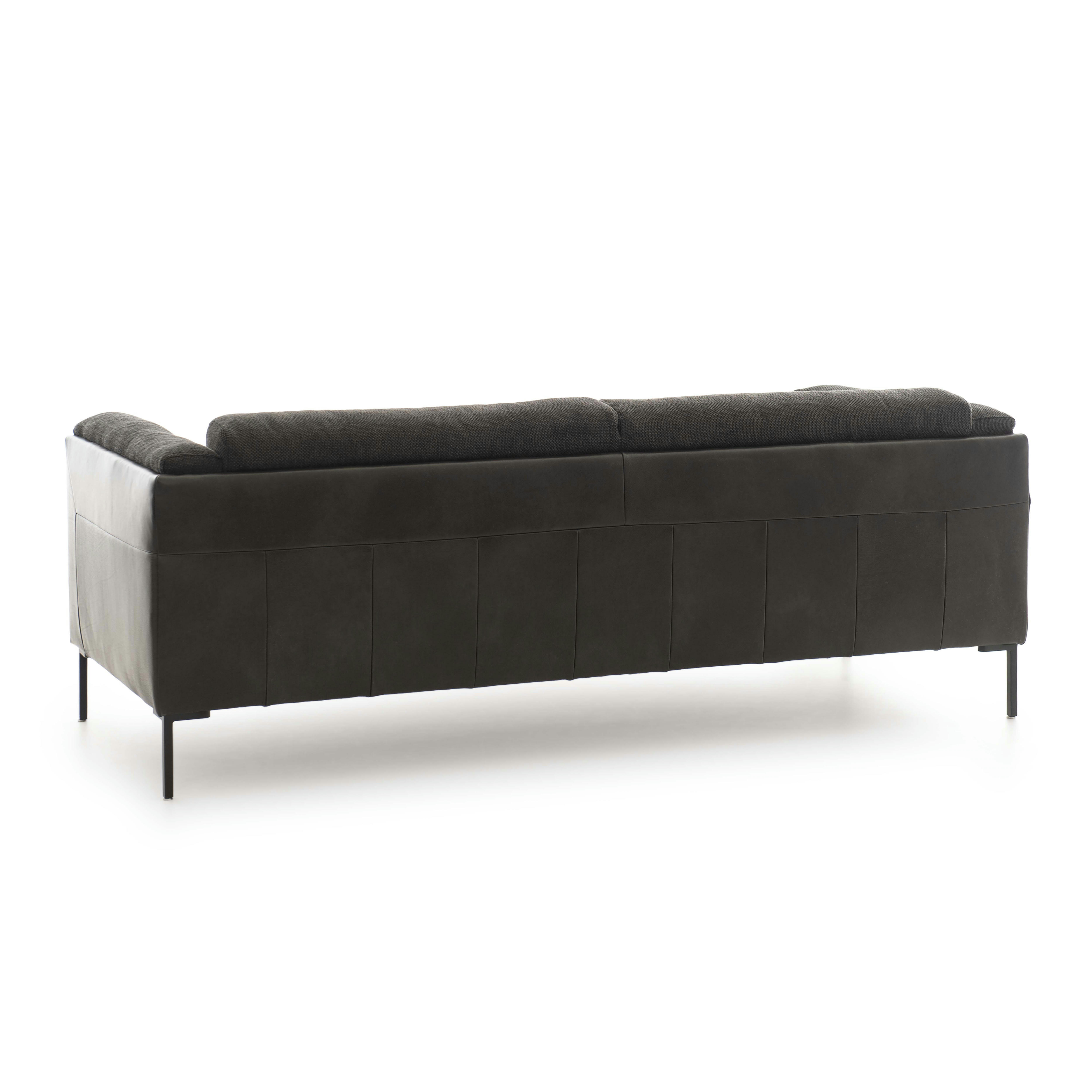 BERN - Canapé bi-matière 3 places noir