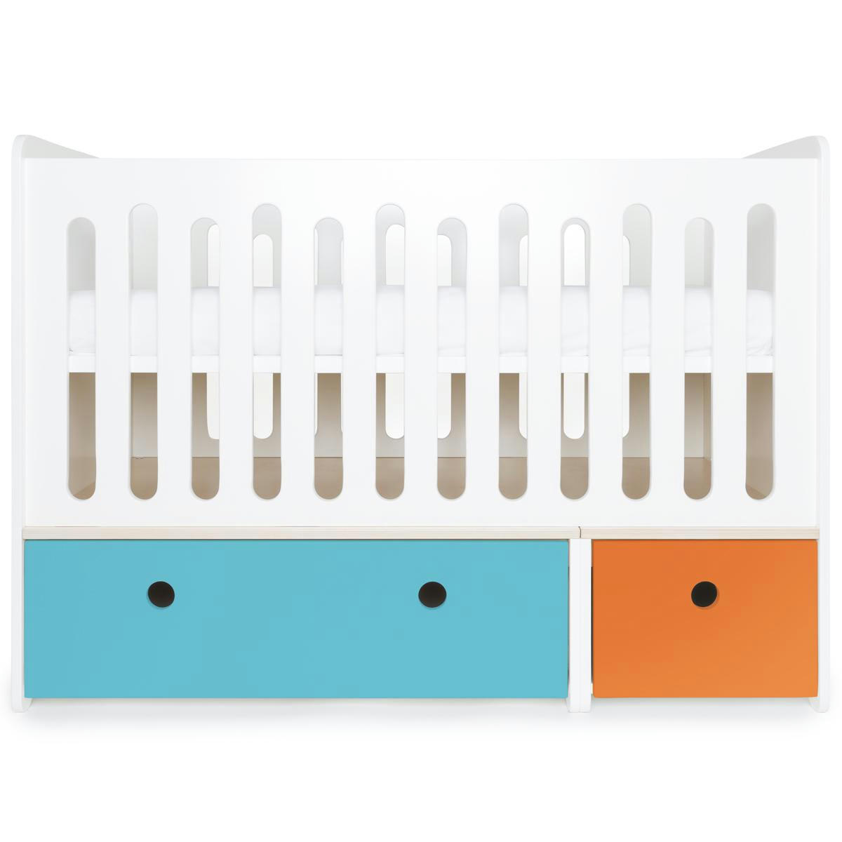 COLORFLEX - Lit bébé évolutif 70x140cm bleu paradis-orange