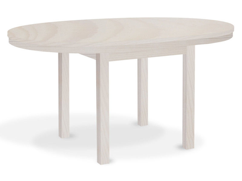 Stół Okrągły 100 - 150 cm rozkładany z drewna litego, bielony