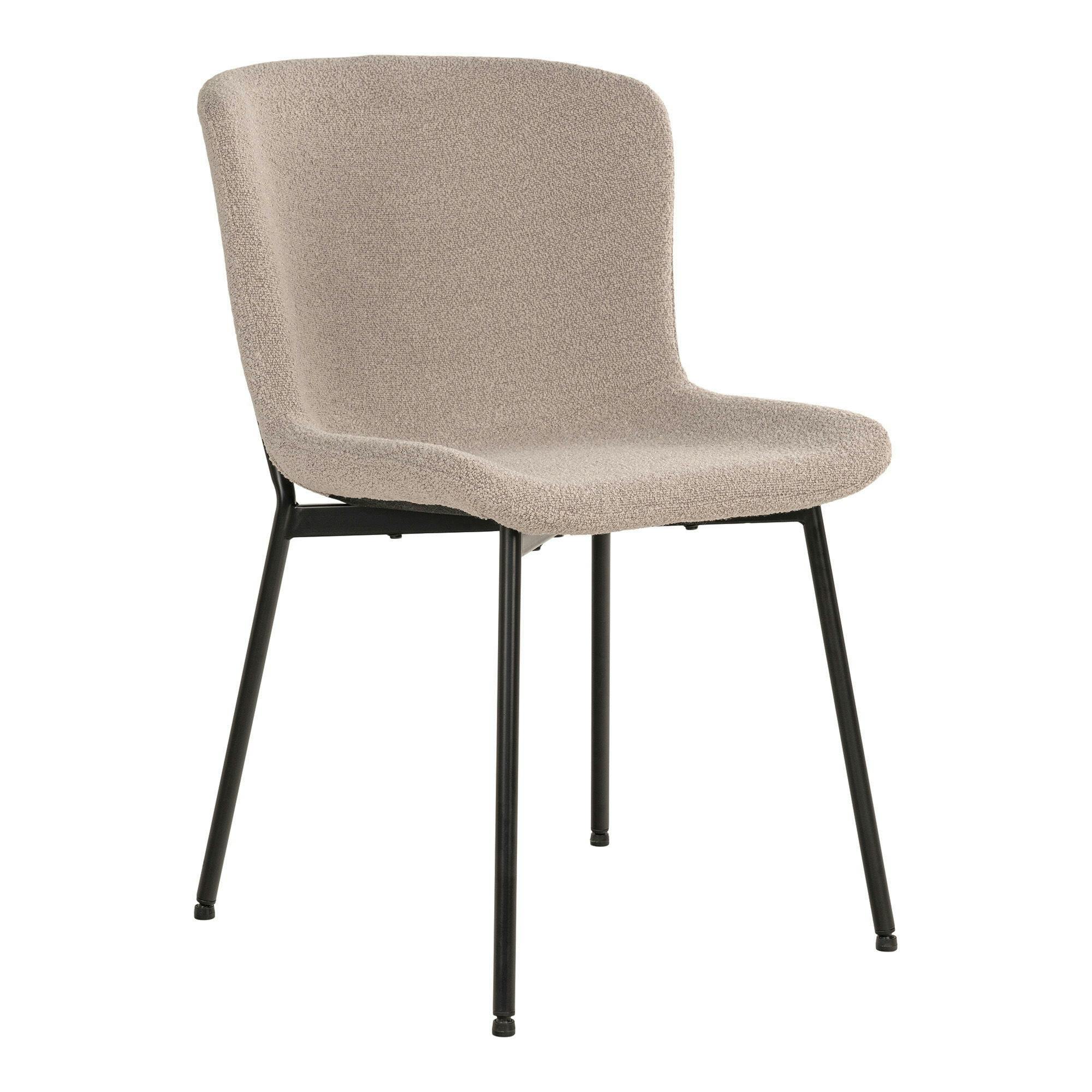 Chaise bouclette beige pieds noirs montants (lot de 2) SAVONE