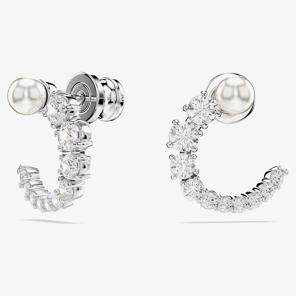 Swarovski Swarovski Matrix Rhodium Plated Circle Pearl & Crystal Earrings 5692260