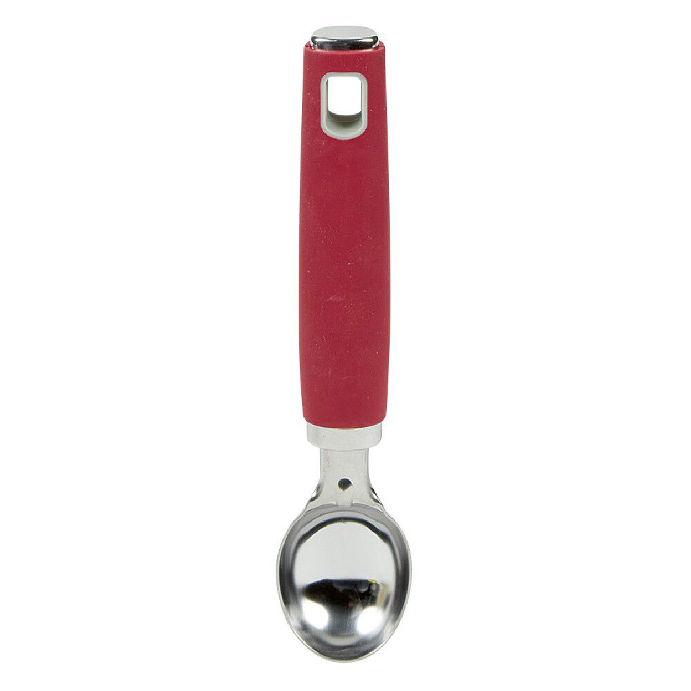 Cuillère à glace inox avec manche en polypropylène rouge
