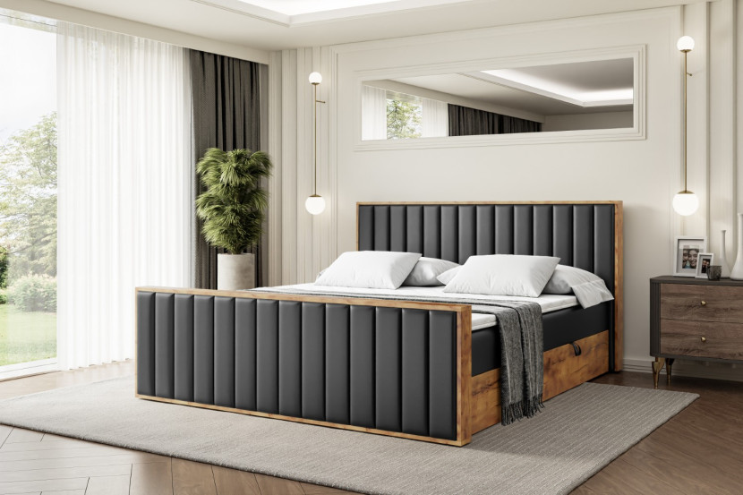 Łóżko kontynentalne z pojemnikiem i materacem H3 - LOLLI4-Z - 120x200 cm
