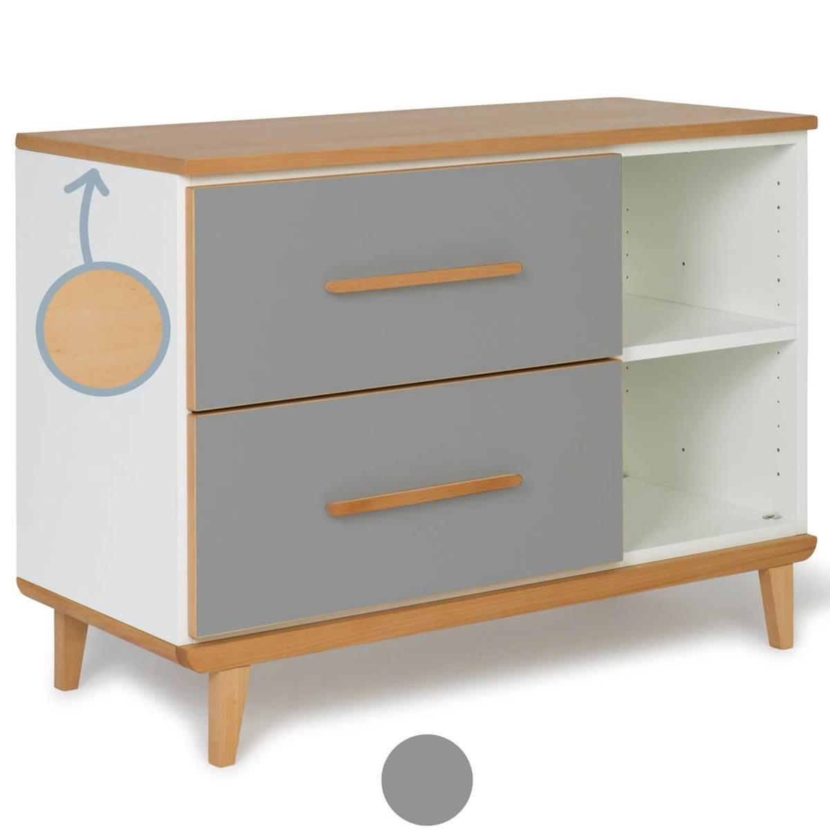 NADO - Petit meuble 2 tiroirs gris ardoise