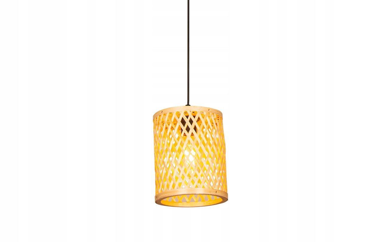 Lampa Sufitowa Wisząca Bambus BOHO Rattan Drewno Loft