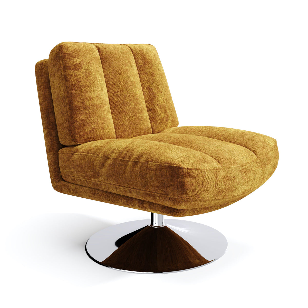 Sia Home - Fauteuil TIMELESS - Fluweel met structuur - Mosterd - 60.5cm