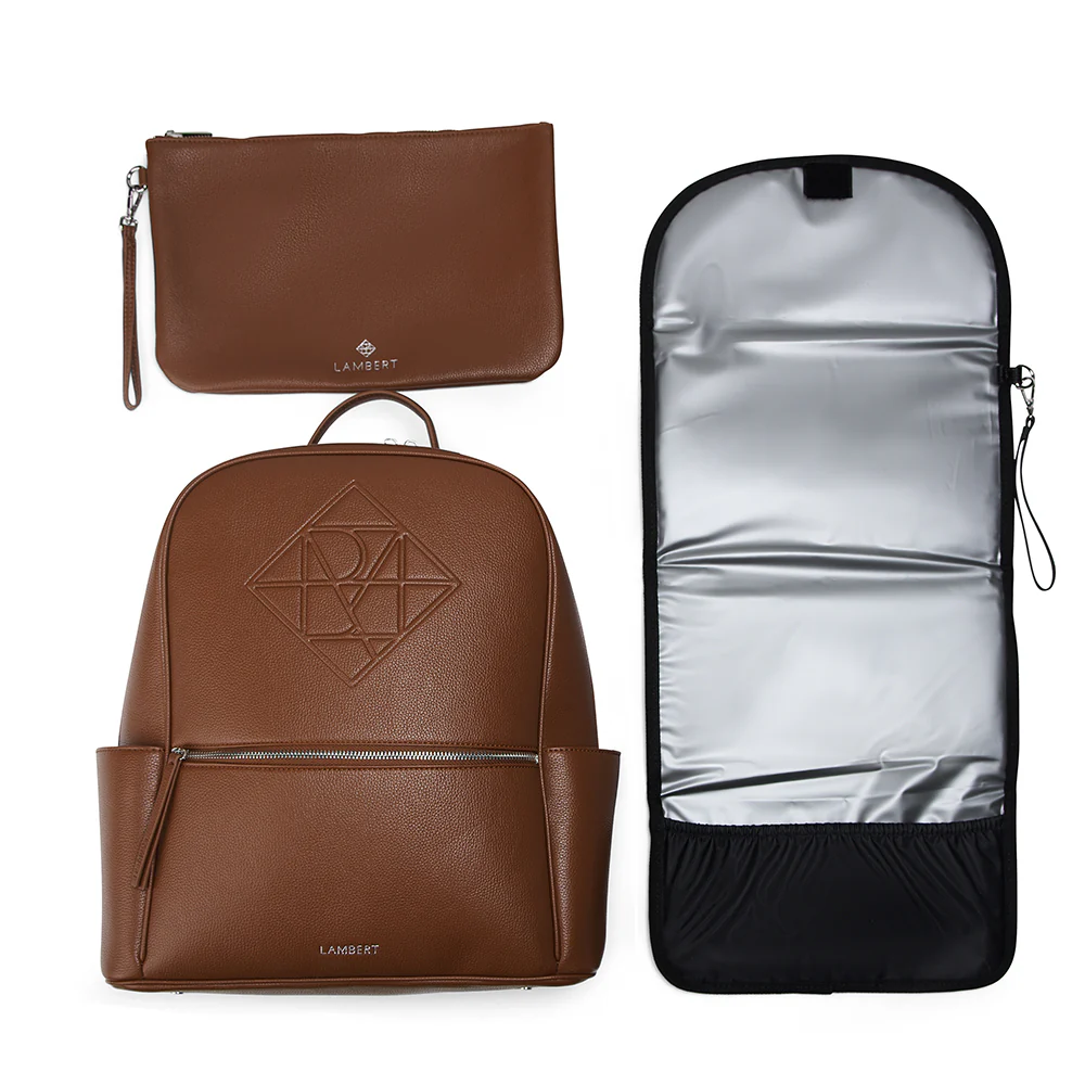 The Vicky - Hazelnut Maternity Backpack in Vegan Leather