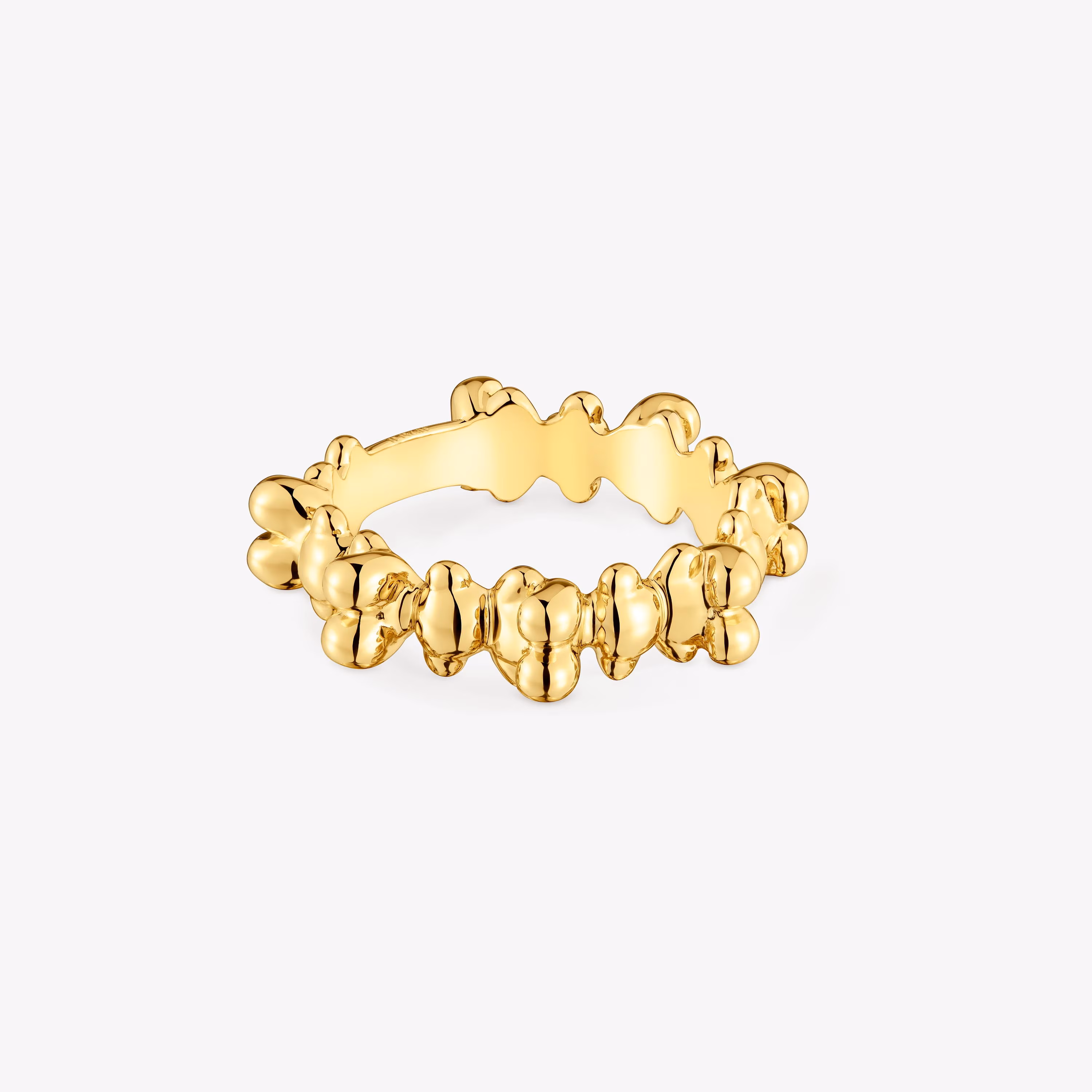 Anillo mediano con baño de oro 18 kt sobre plata y motivos oso Bold Bear